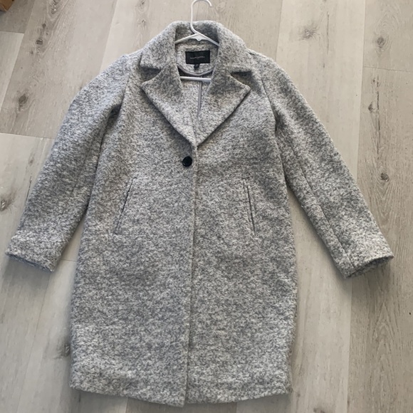 Banana Republic knit Wool Blend Overcoat heater grey one button size XS midi - Picture 10 of 13